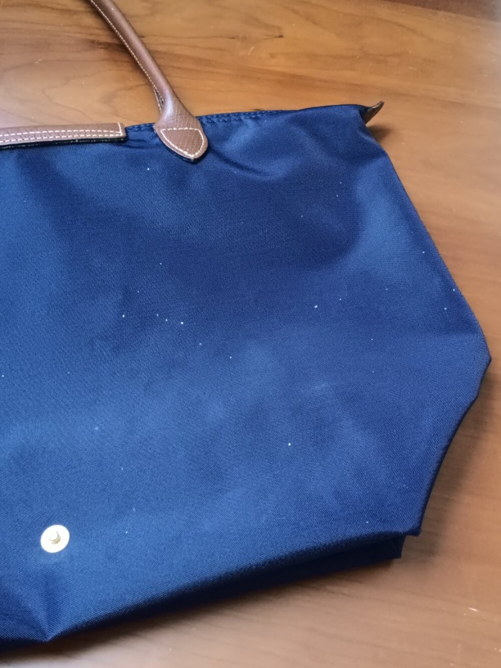 Pre-Loved Longchamp Le Pliage Navy-Deep Purple Medium Nylon Shoulder Bag. - Picture 12 of 15